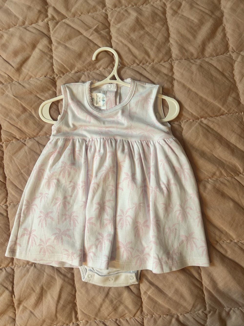 Sleeveless Pink Palm-Print Dress Bodysuit for Girls